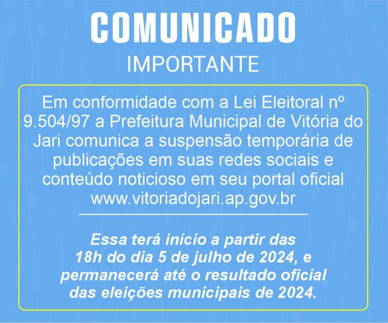  Atenção! Redes Sociais e Portal da Prefeitura se adaptam às normas eleitorais a partir desta semana