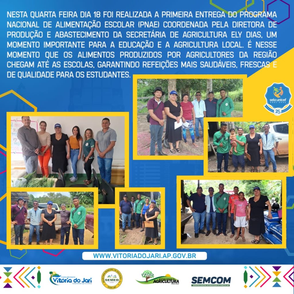 Foi realizada a primeira entrega do Programa Nacional de Alimentação Escolar (PNAE)